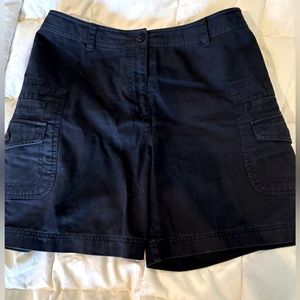 Charter Club Black Shorts Cargo Pockets High Waist Belt Loops Cotton Size 8